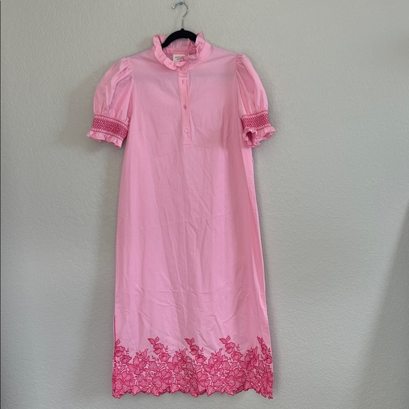 Tuckernuck Hyacinth House Pink Embroidery Eliza Midi Dress. Size Large - Picture 4 of 16